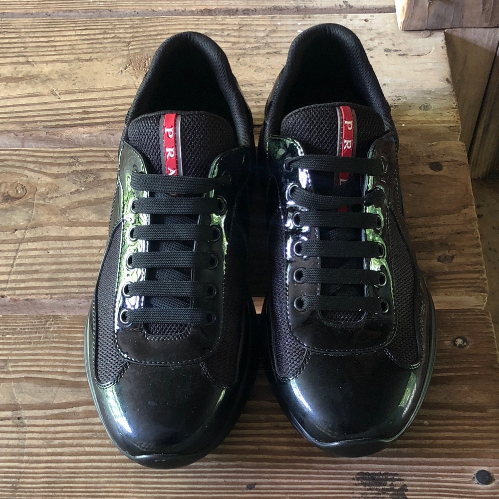 Prada Men's Black and Red Sneakers